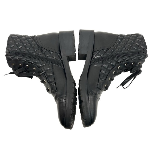 Nanette Lepore Idalia Black Quilted Combat Boots Lugg Sole Women’s 10 - Picture 9 of 14